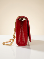 Yves Saint Laurent shoulder bag Kate red croco embossed tassel bag