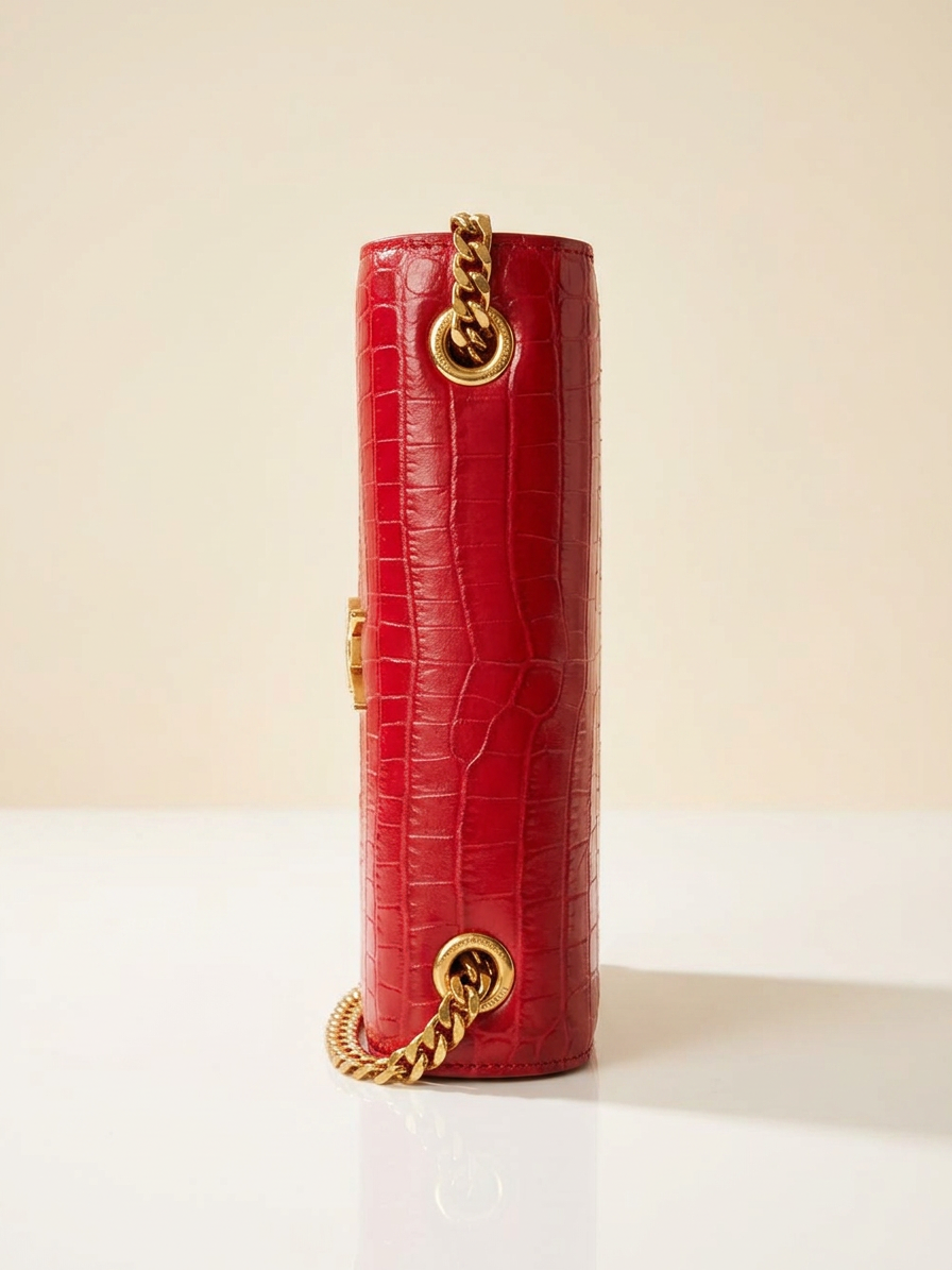 Yves Saint Laurent shoulder bag Kate red croco embossed tassel bag